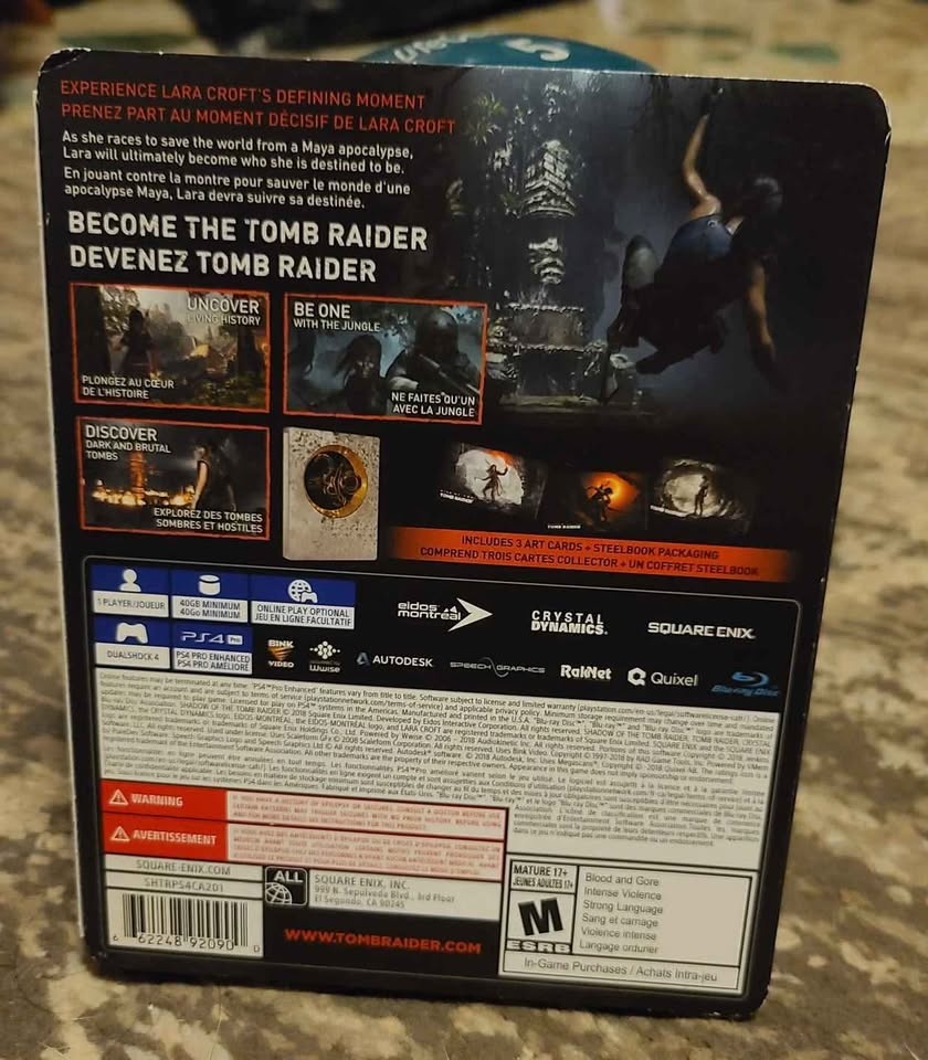 Shadow of the Tomb Raider Game, PS4, STEELBOOK - photo 2
