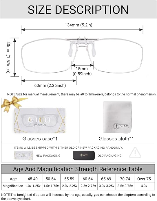 LUFF Reading Glasses Clip-on Magnifier +4.00 - photo 2