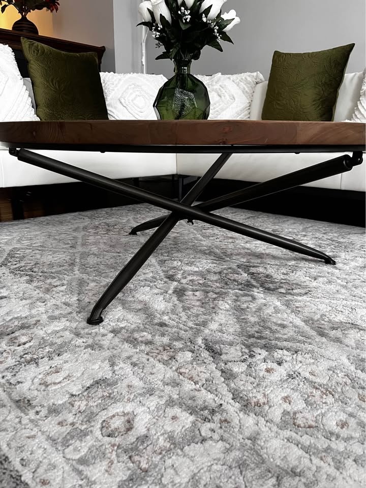 Elegant Glass Coffee Table – Wood Rim and Sculptural Legs - photo 3