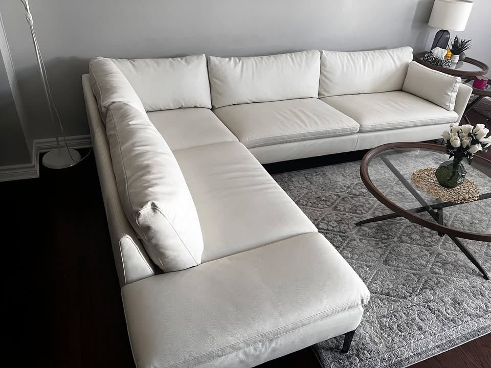White L-Shaped Sectional Sofa - photo 2