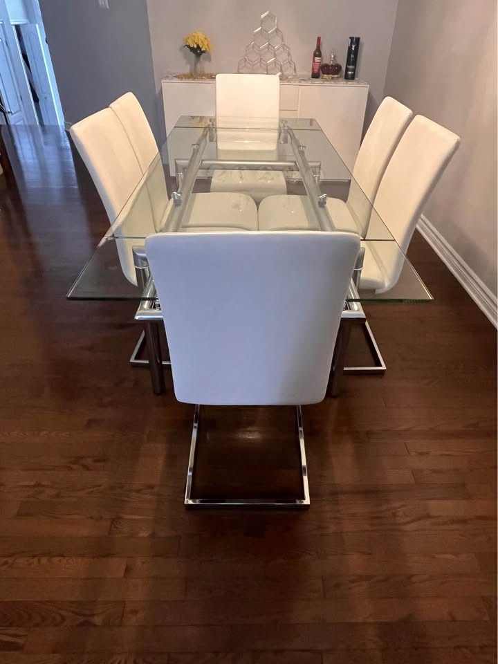 Modern Glass & Chrome Dining Set - Seats 6 - photo 2
