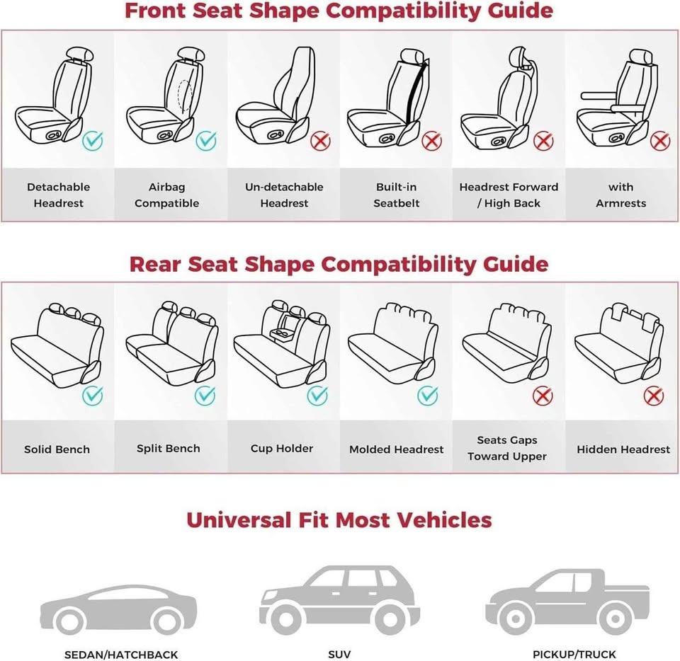 FREESOO Black Universal Car Seat Covers Full Set - photo 2