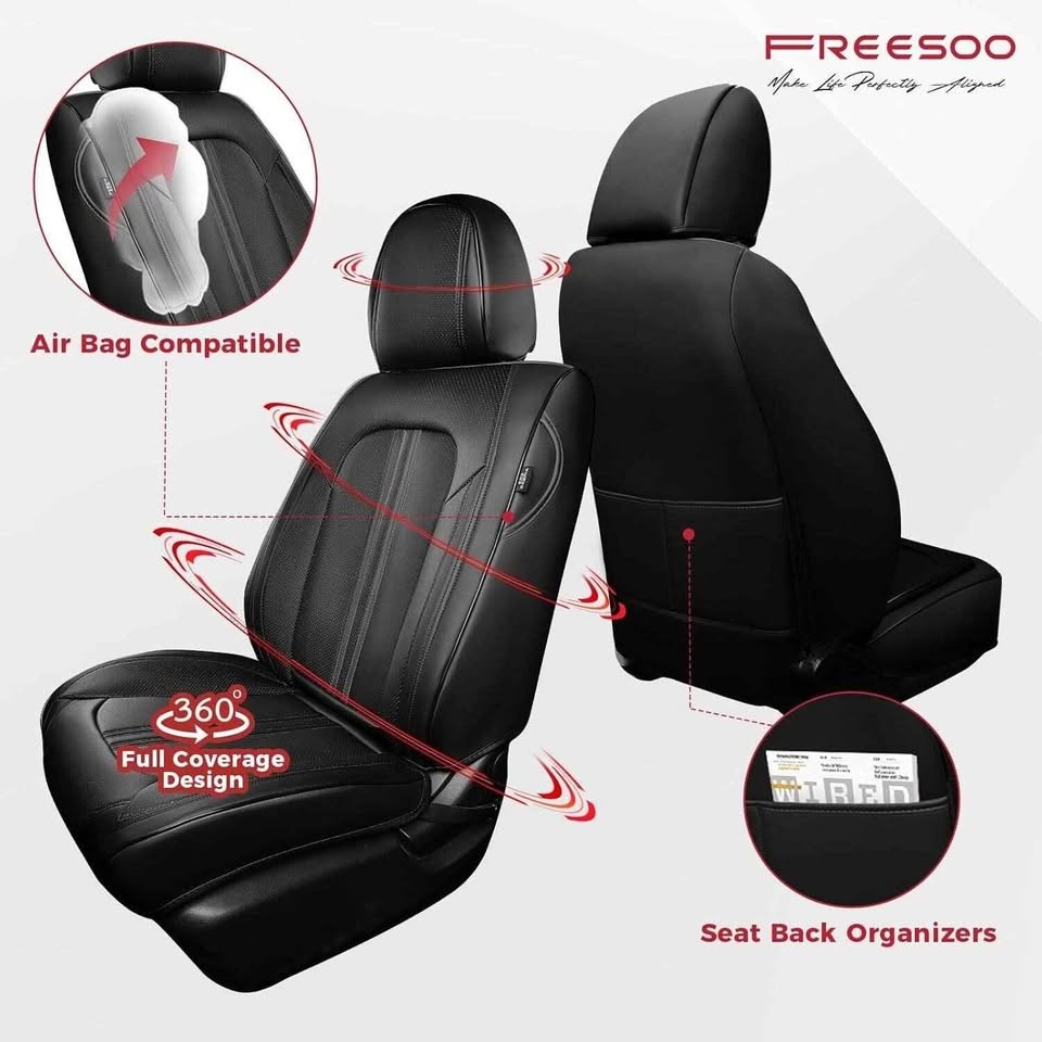 FREESOO Black Universal Car Seat Covers Full Set - photo 3