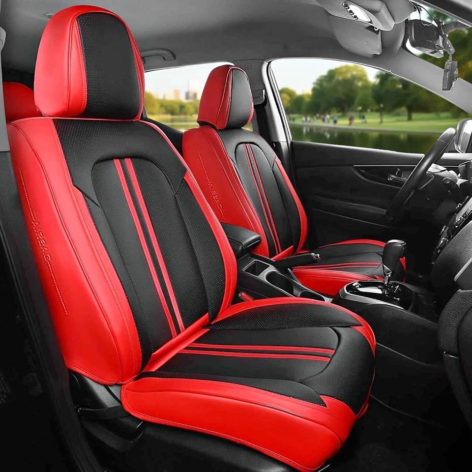 FREESOO Black Red Car Seat Covers Full Set