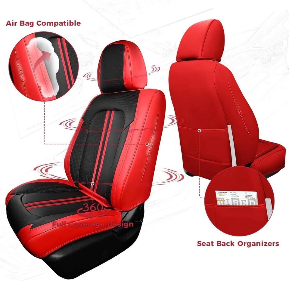 FREESOO Black Red Car Seat Covers Full Set - photo 2