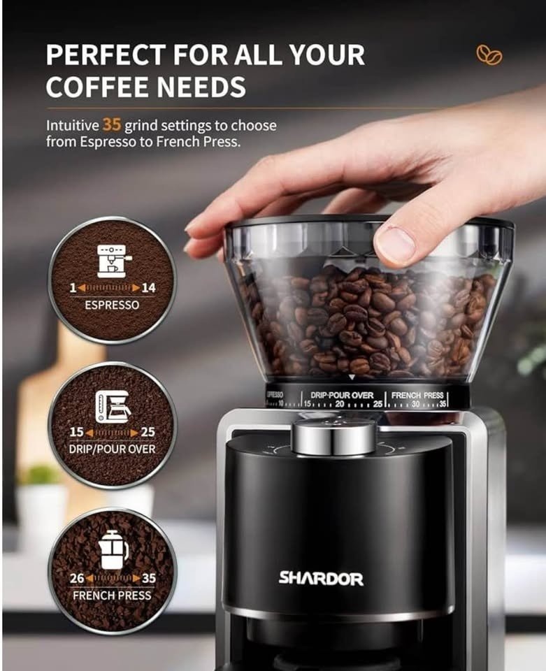 SHARDOR Conical Burr Coffee Grinder - 35 Grind Settings - photo 2