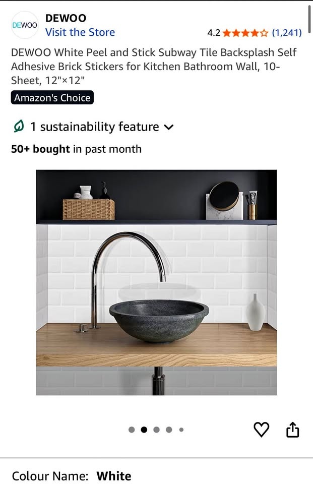 White Peel-and-Stick Subway Tiles - 10 Sheets