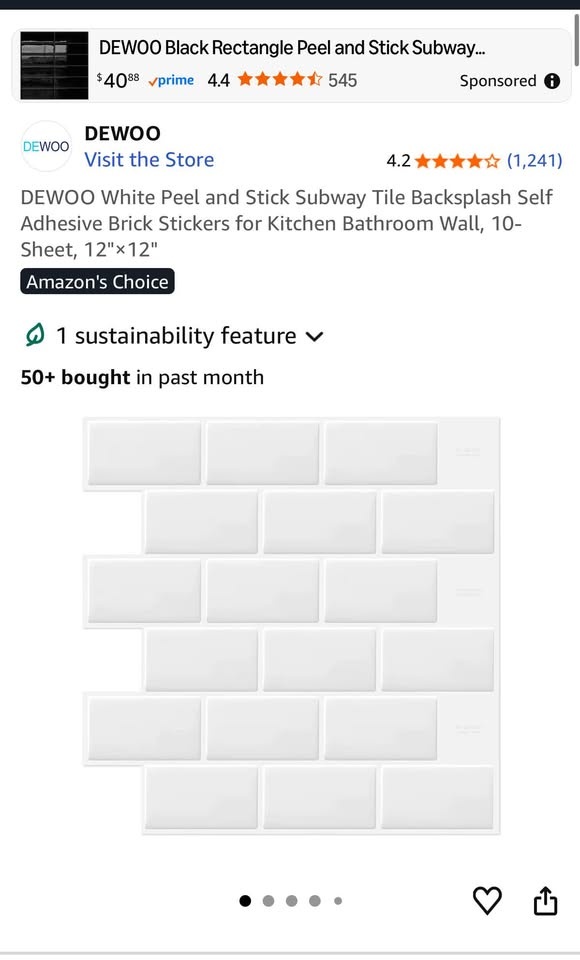 White Peel-and-Stick Subway Tiles - 10 Sheets - photo 2
