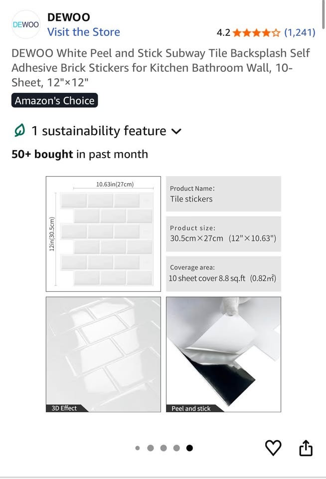 White Peel-and-Stick Subway Tiles - 10 Sheets - photo 3