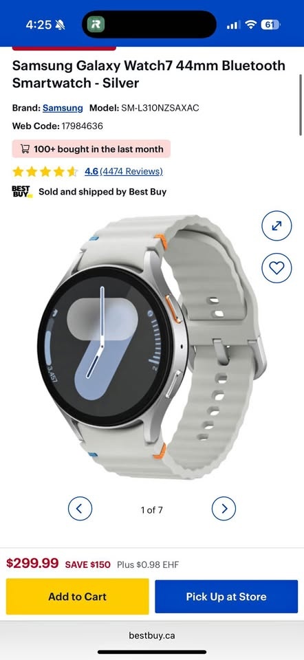 NEW Galaxy Watch7, Silver Bluetooth 44mm, SM-L310NZSAXAC