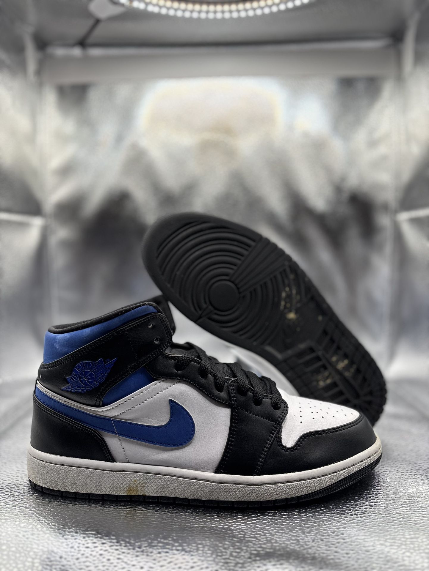 Air Jordan 1 Mid White Black Racer Blue
