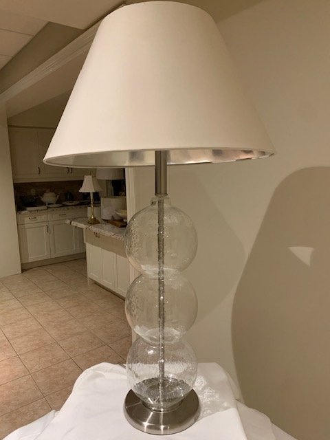 Table Lamp Crackled Glass Sphere Tall 36" Brushed Nickle Base - photo 3