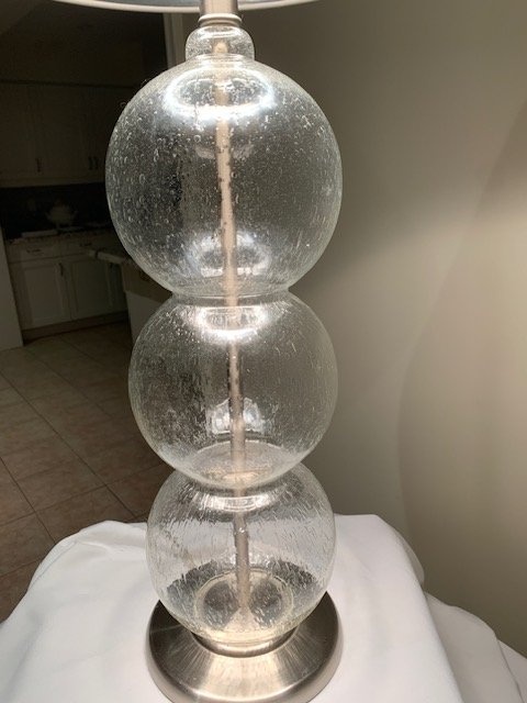Table Lamp Crackled Glass Sphere Tall 36" Brushed Nickle Base - photo 4