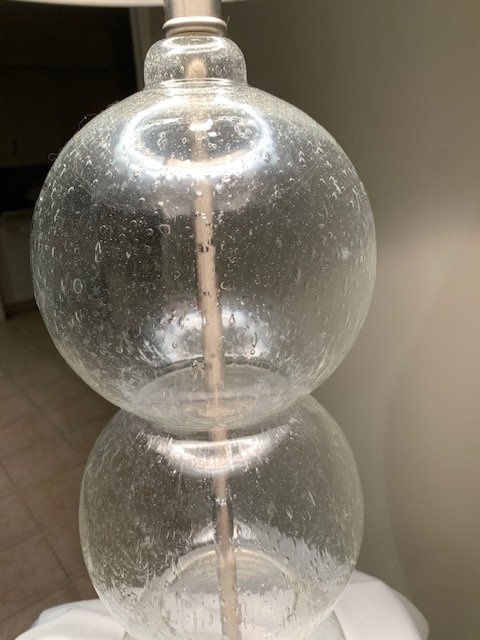 Table Lamp Crackled Glass Sphere Tall 36" Brushed Nickle Base - photo 5