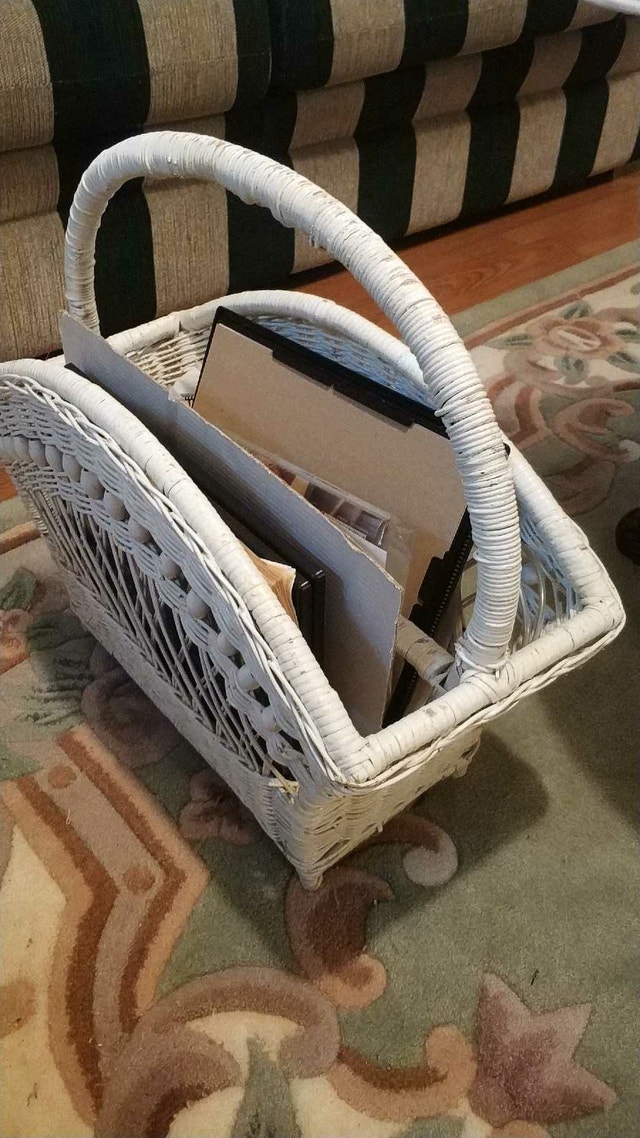 White wicker decorative basket