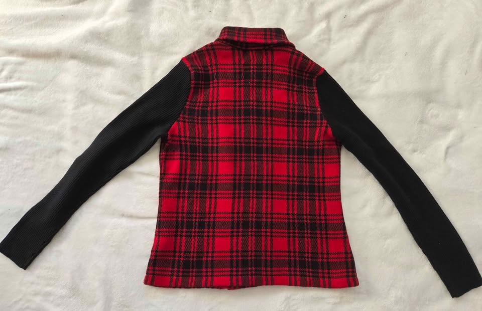 Chaps Buffalo Plaid Zippered Cardigan, Petite M - photo 3