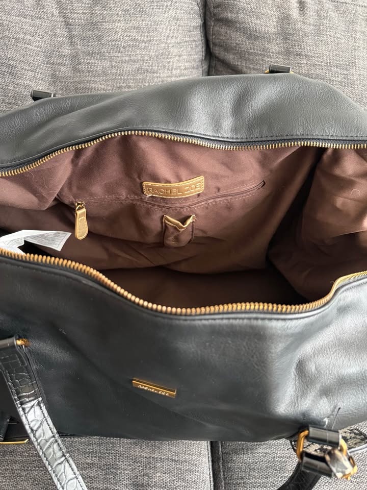 Rachel Zoe Black Faux Leather Weekender Bag – Minor Strap Repair - photo 3