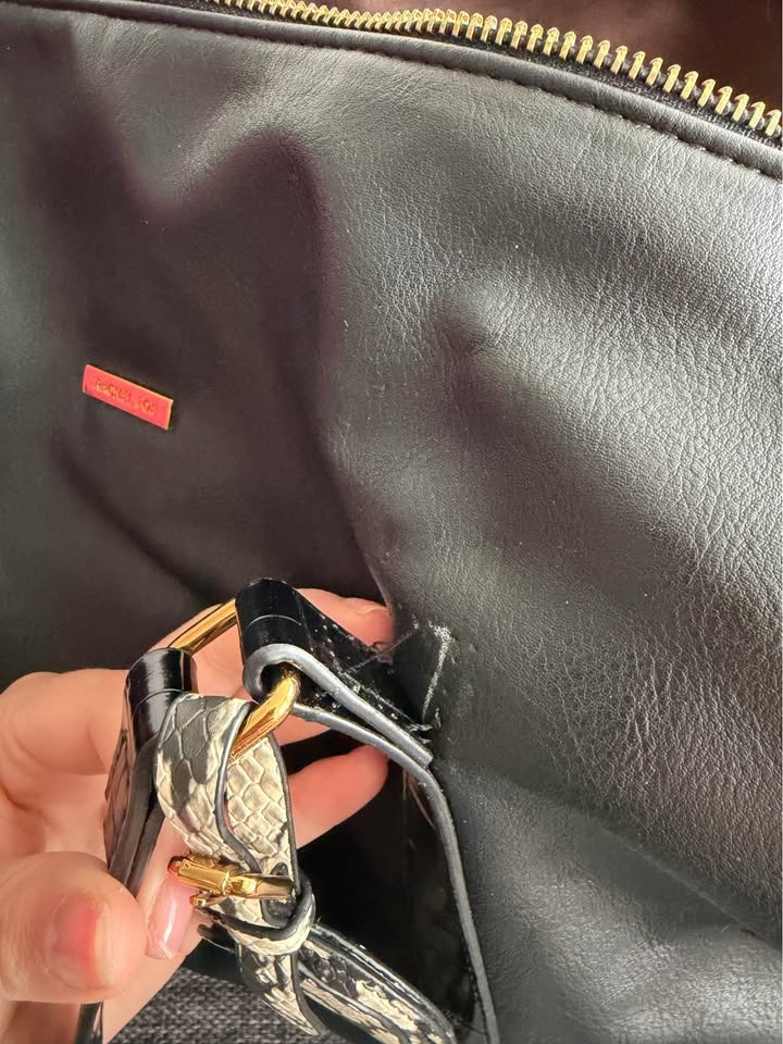 Rachel Zoe Black Faux Leather Weekender Bag – Minor Strap Repair - photo 4