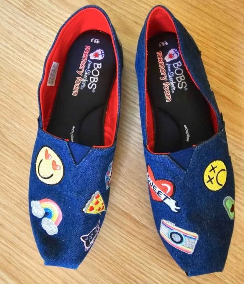 Size 8.5 Sketchers Bobs memory foam denim womens flats - photo 3
