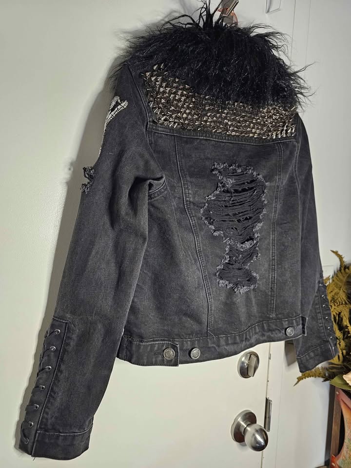 Killstar Studded Distressed Womens Black Denim Jacket - photo 3