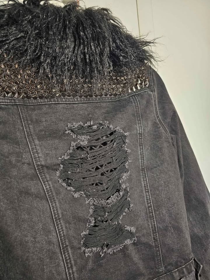 Killstar Studded Distressed Womens Black Denim Jacket - photo 5