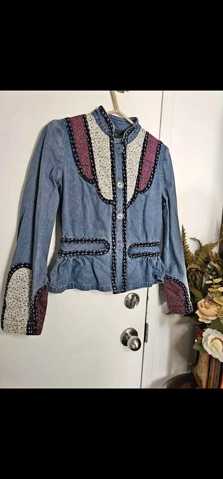 Size 8 rare Y2K Marc Jacobs denim patchwork jacket boho thumbnail