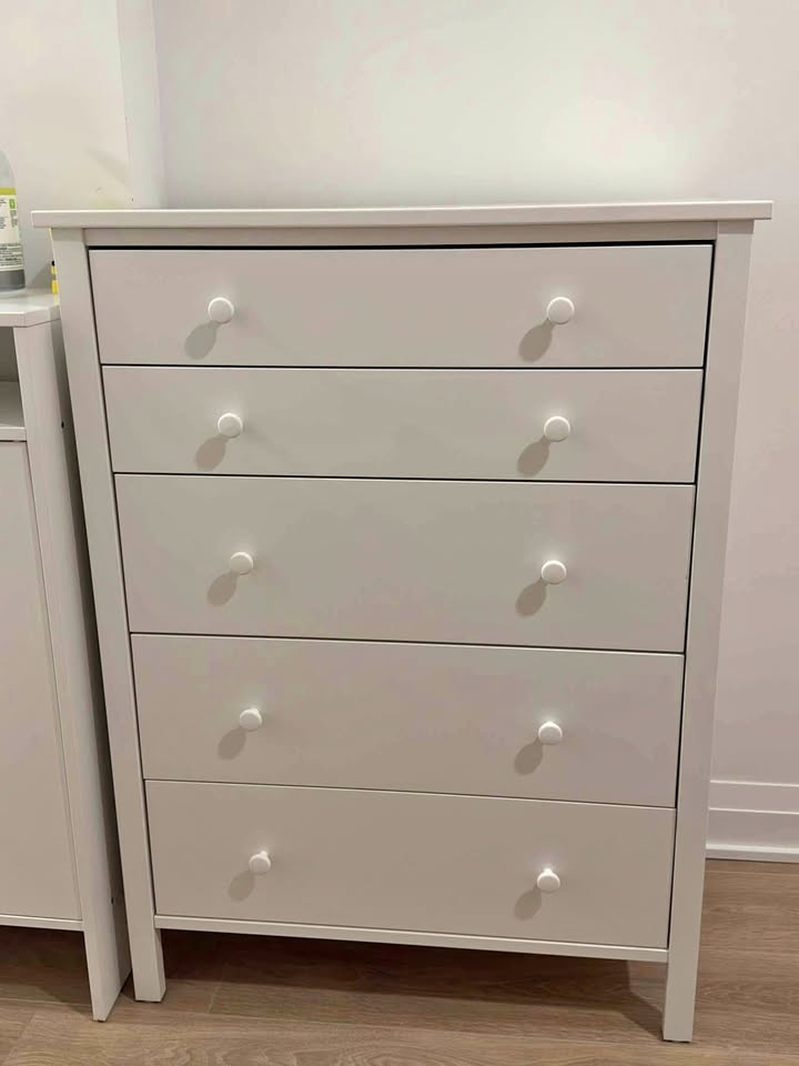 5 drawer chest, white