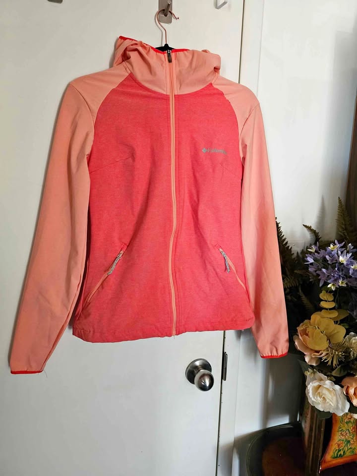 Columbia Coral Peach Pink Windbreaker Zip Up Jacket XS