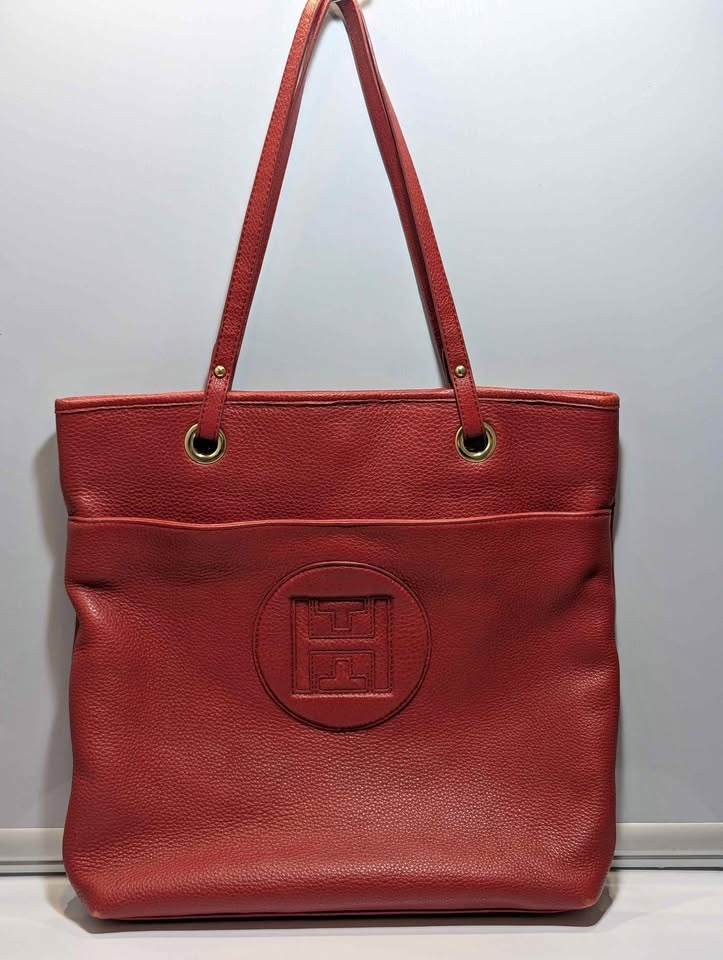 Tommy Hilfiger Red Leather Tote Bag and matching card holder