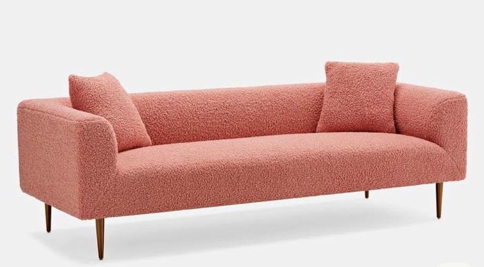 Structube Sven Faux Shearling 3-Seater Sofa in Pink