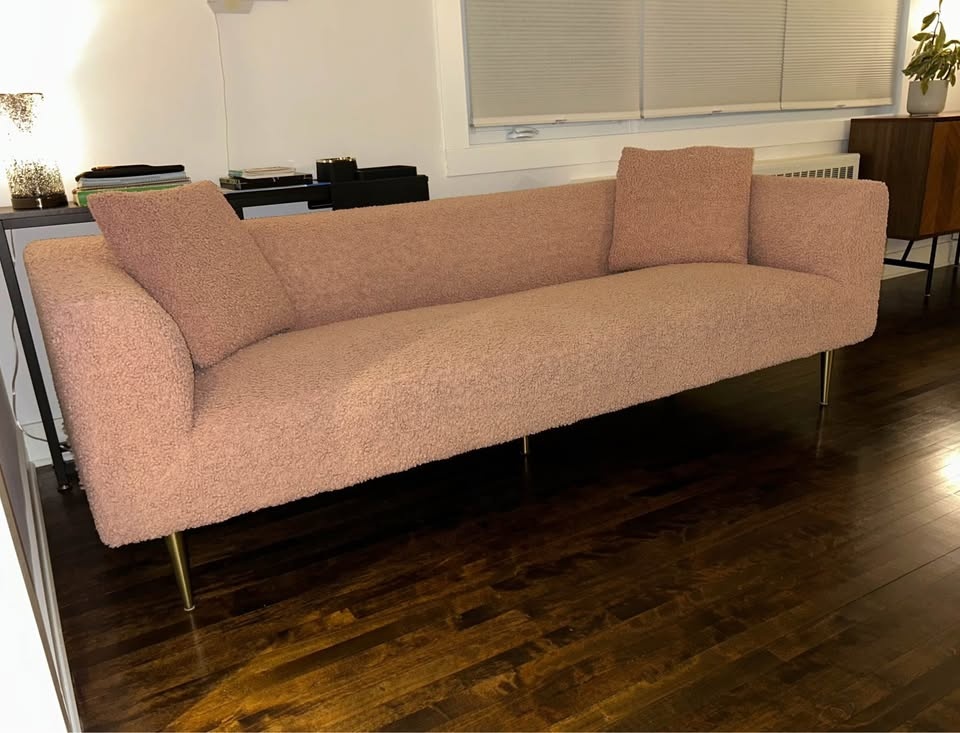 Structube Sven Faux Shearling 3-Seater Sofa in Pink - photo 2