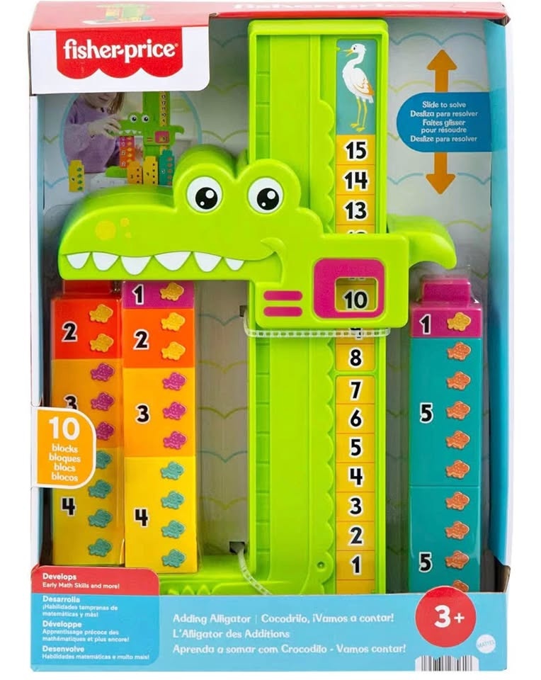 Fisher-Price Adding Alligator Counting Toy with 10 Blocks