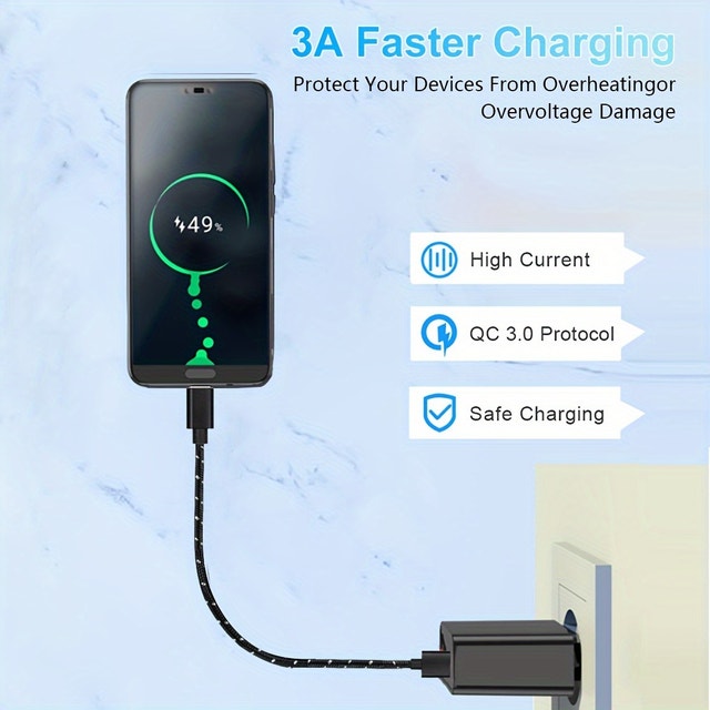 Samsung/iPhone USB Type C Fast Charging Cable - Long 6.6 ft - photo 3