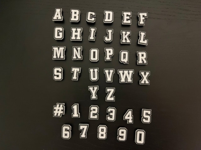 Alphabets Numbers Charms Crocs Jibbitz - White and Pink