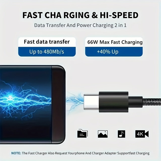 Samsung/iPhone USB-C Fast Charging Cable - 6.6 Ft - photo 4