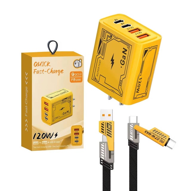 120W Fast Charger with USB-C/Lightning Cable