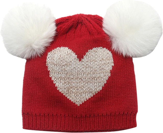 Valentines Girls Cap Love Beanie Double Pompom (3-7 yrs) - photo 2