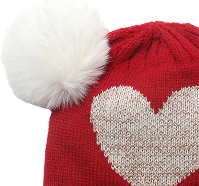 Valentines Girls Cap Love Beanie Double Pompom (3-7 yrs) - photo 3