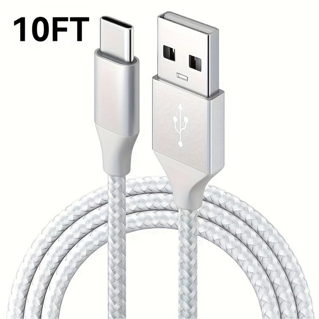 USB to Type C Fast Charging Cable - Extra Long 10 ft