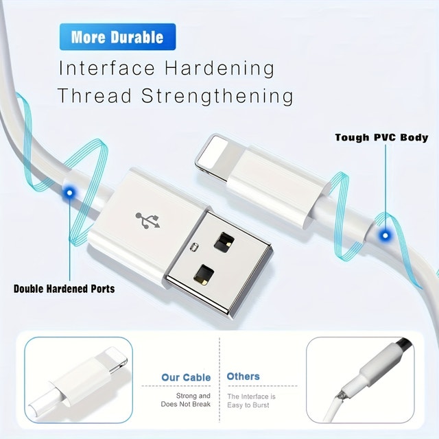 Phone USB Charging Cable - Long 6.6 ft - photo 3