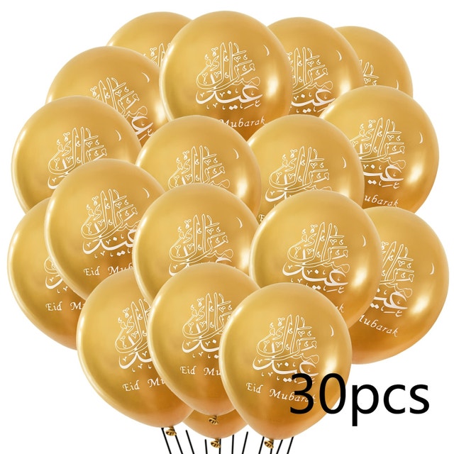Eid Mubarak Decoration Balloons - 30 pcs Golden