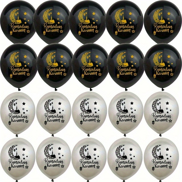 Ramadan Kareem Decoration Balloons - 20 Black and Silver