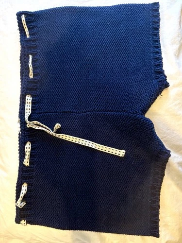 Cacharel Midnight Navy Blue Crochet Micro Shorts With Drawstring
