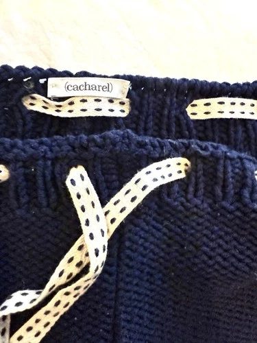 Cacharel Midnight Navy Blue Crochet Micro Shorts With Drawstring - photo 3