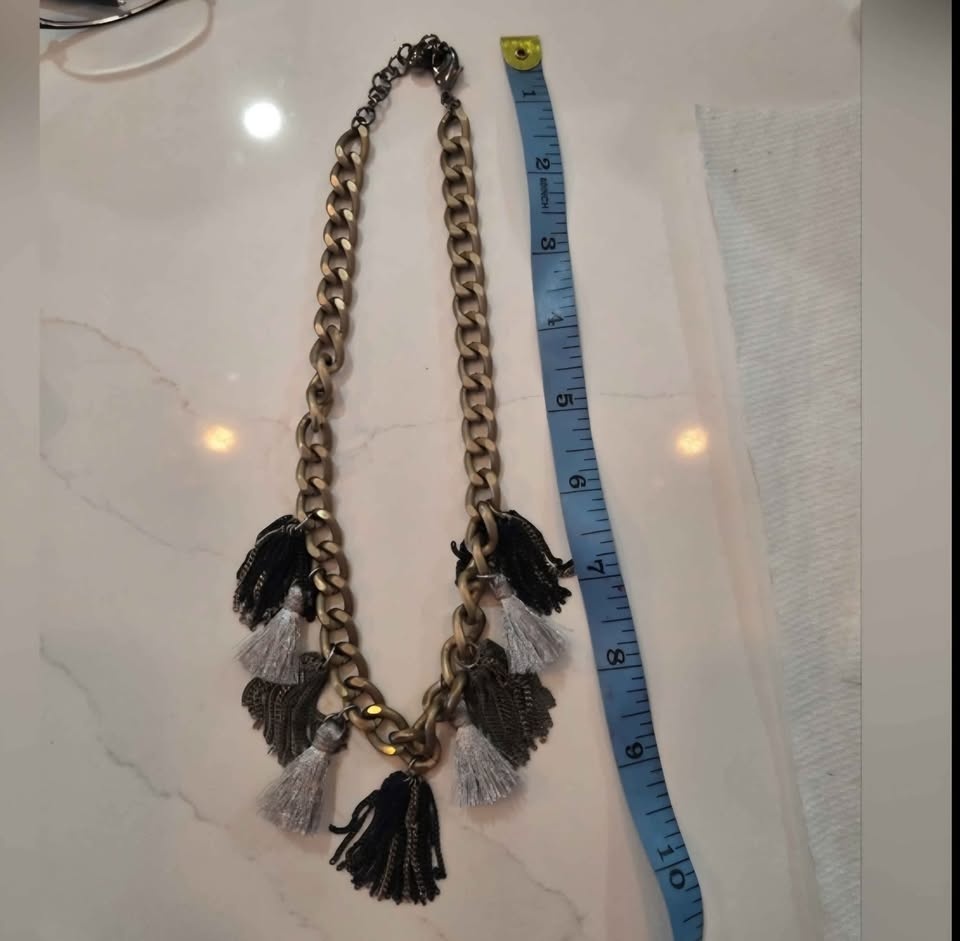 Chunky Gold Tone Boho Tassel Statement Necklace - photo 5