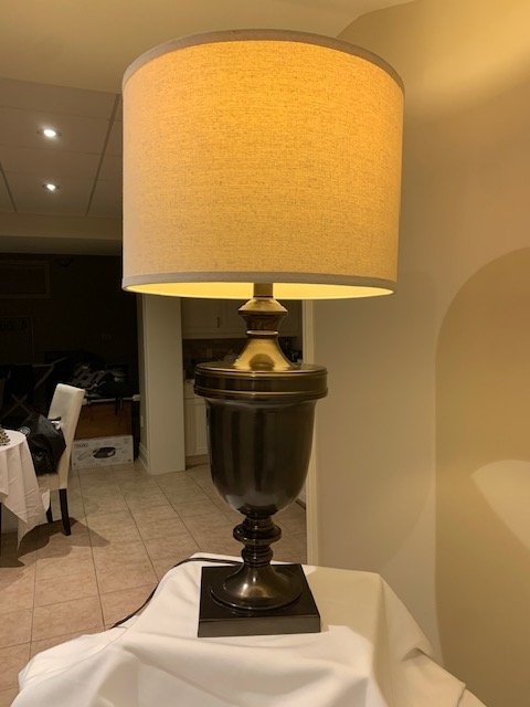 Vintage Dark Brown Bronze Urn Table Lamp - 1990s - photo 2