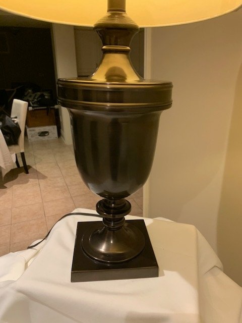 Vintage Dark Brown Bronze Urn Table Lamp - 1990s - photo 3