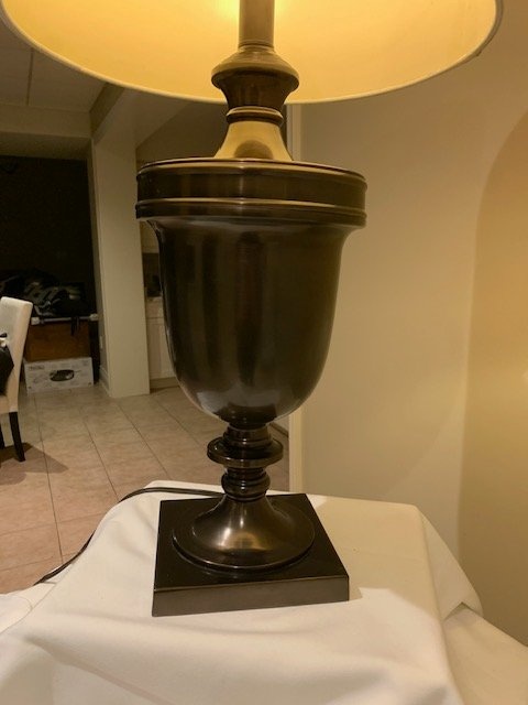 Vintage Dark Brown Bronze Urn Table Lamp - 1990s - photo 4