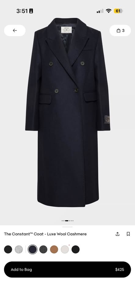 Aritzia Constant Coat - Luxe Wool Cashmere Size L NWT - photo 5