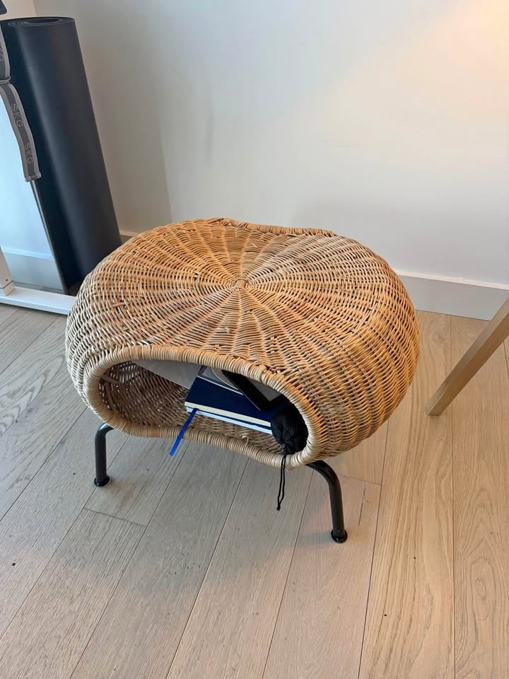 IKEA GAMLEHULT Ottoman with storage, rattan/anthracite